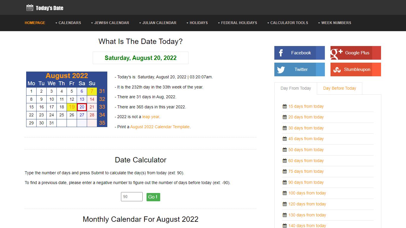 What is The Date Today? | Today's Date